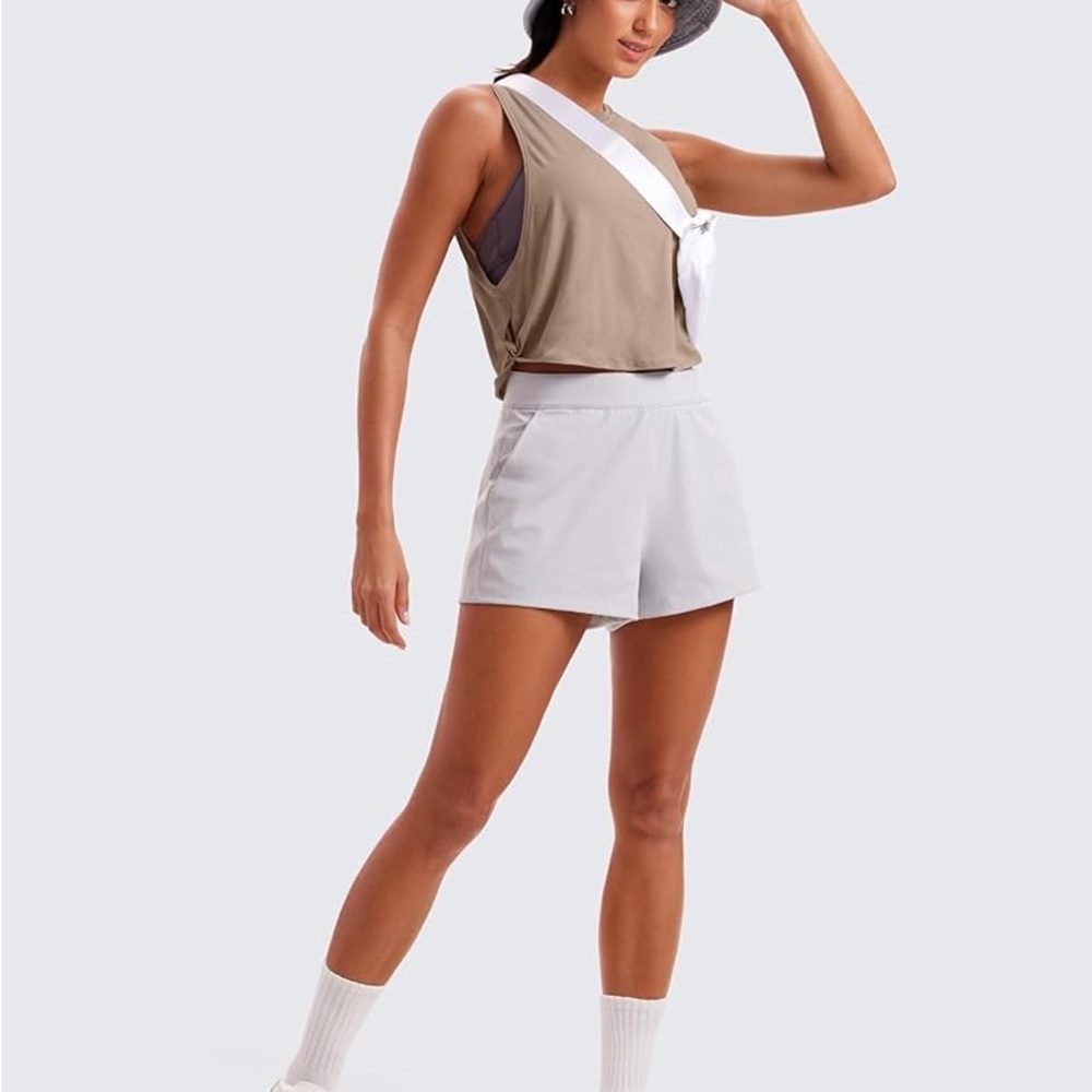 Sz XS (0/2) CRZ YOGA Pima Cotton Cropped Tank Tops for Women - Sleeveless